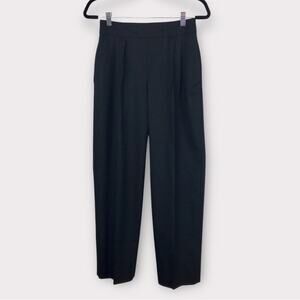 Carolina Herrera Virgin Wool Black Dress Pants Hi-Rise Wide Leg & Light XS/0